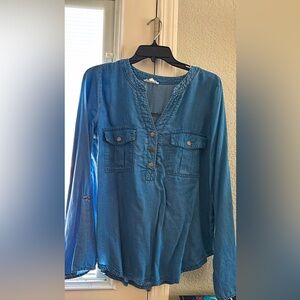 Blu Pepper Denim Button-Up Top